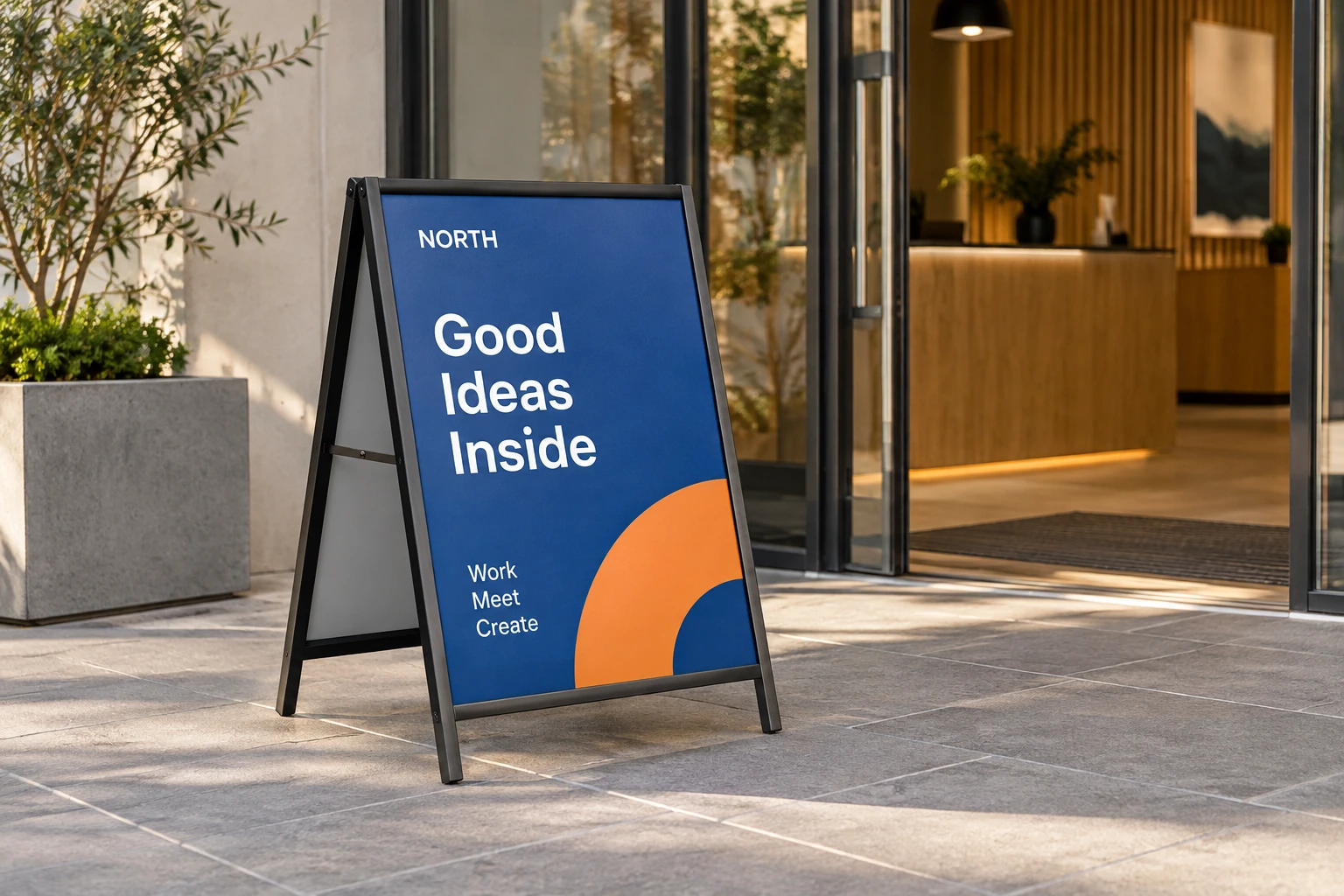 Illustrative a-frame pavement signs