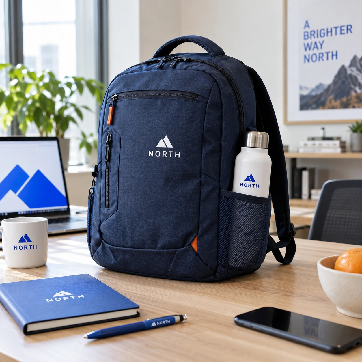 Illustrative branded backpacks