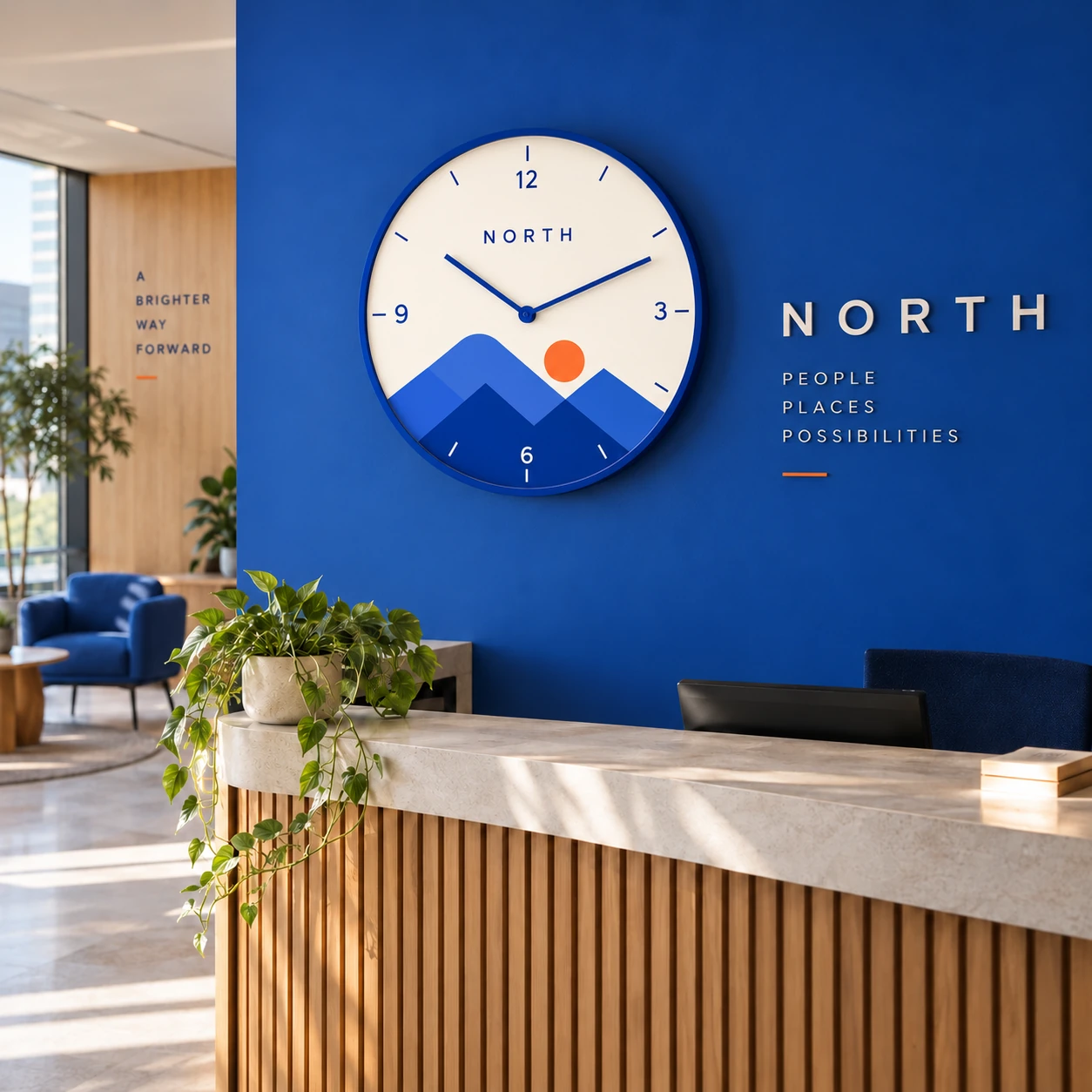 Illustrative branded clock signs