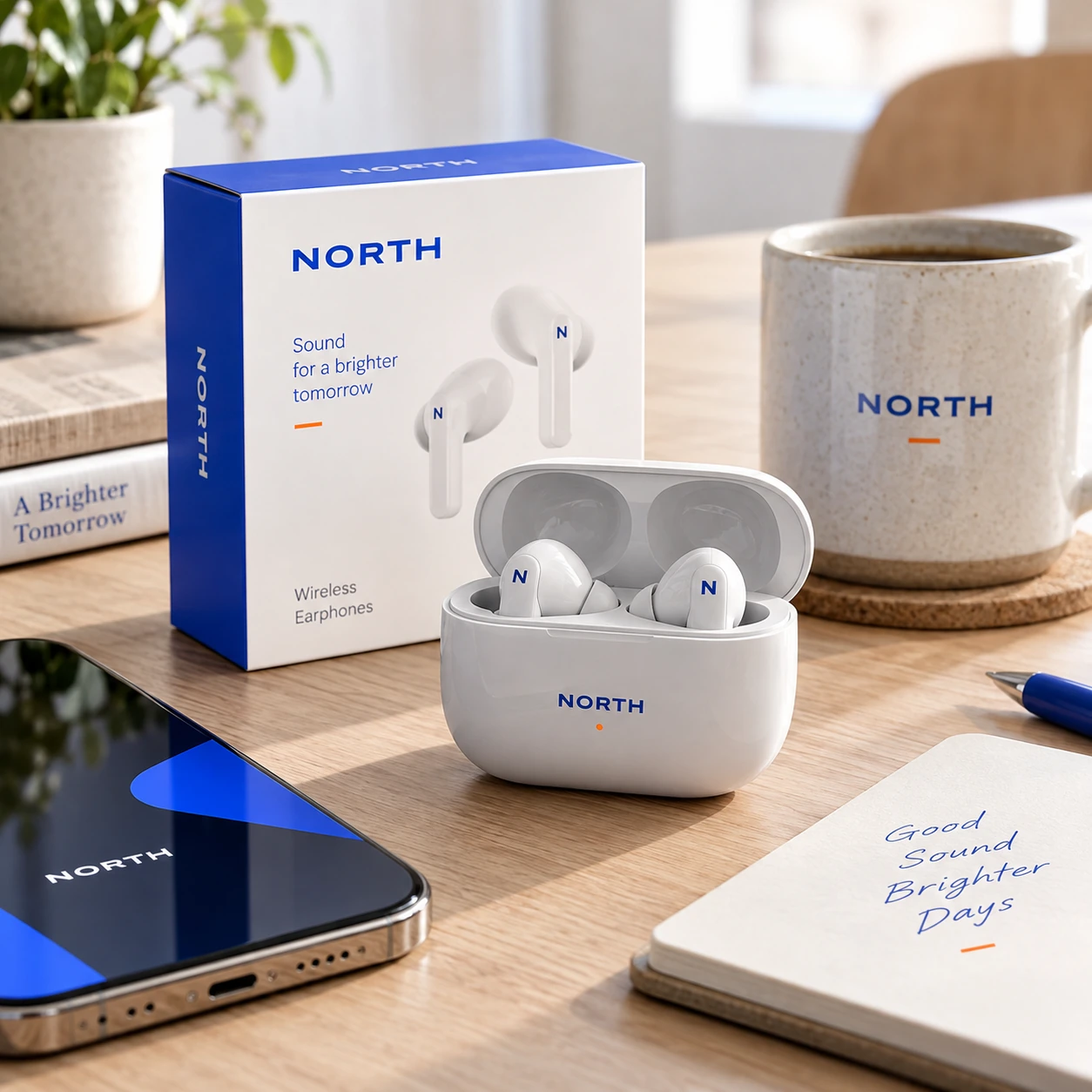 Illustrative branded earphones
