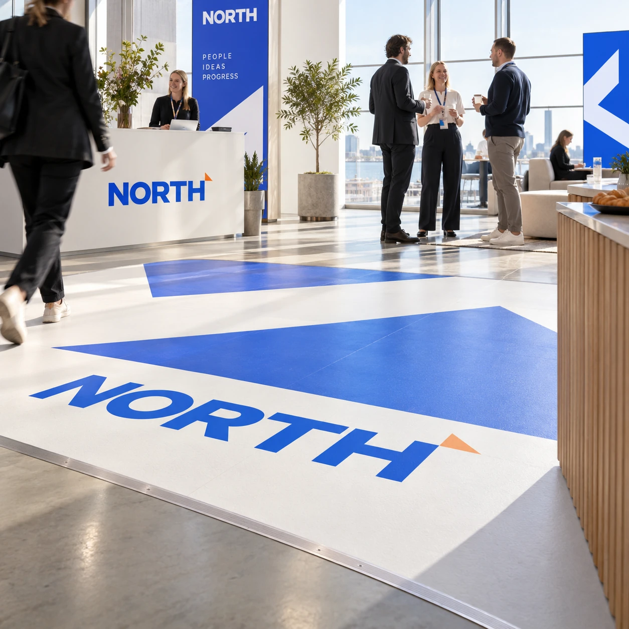 Illustrative branded event flooring