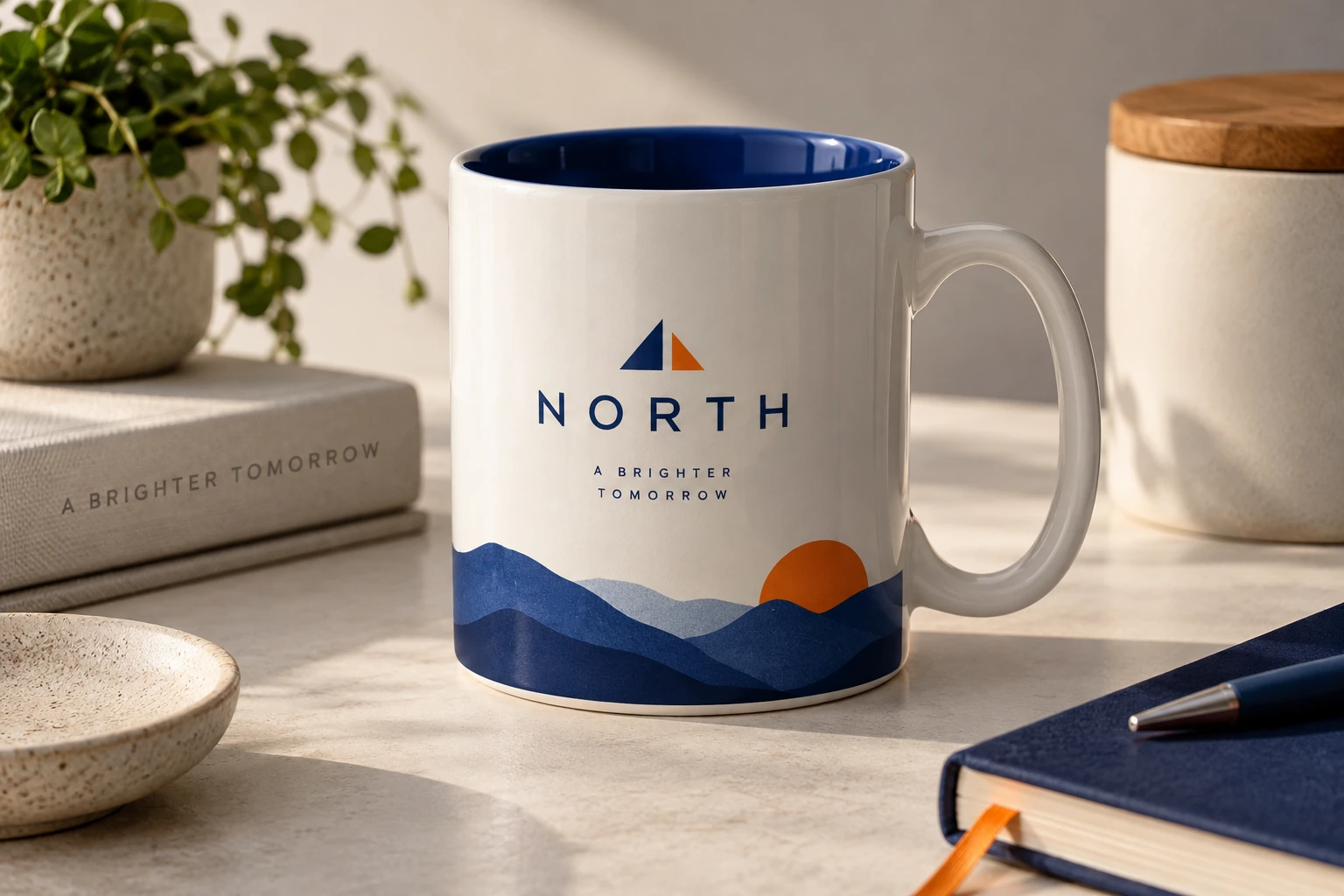 Illustrative branded mugs