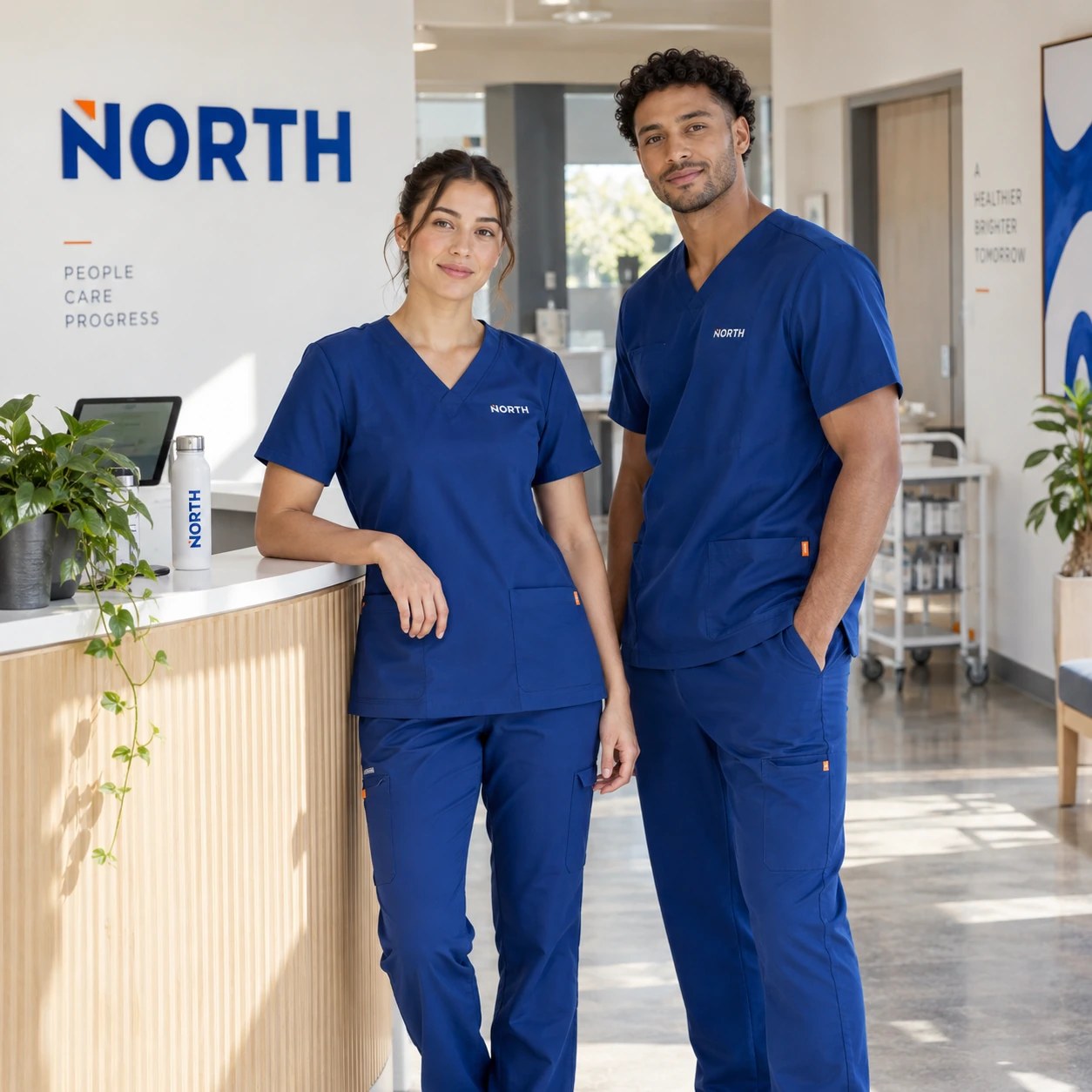 Illustrative branded scrub uniforms