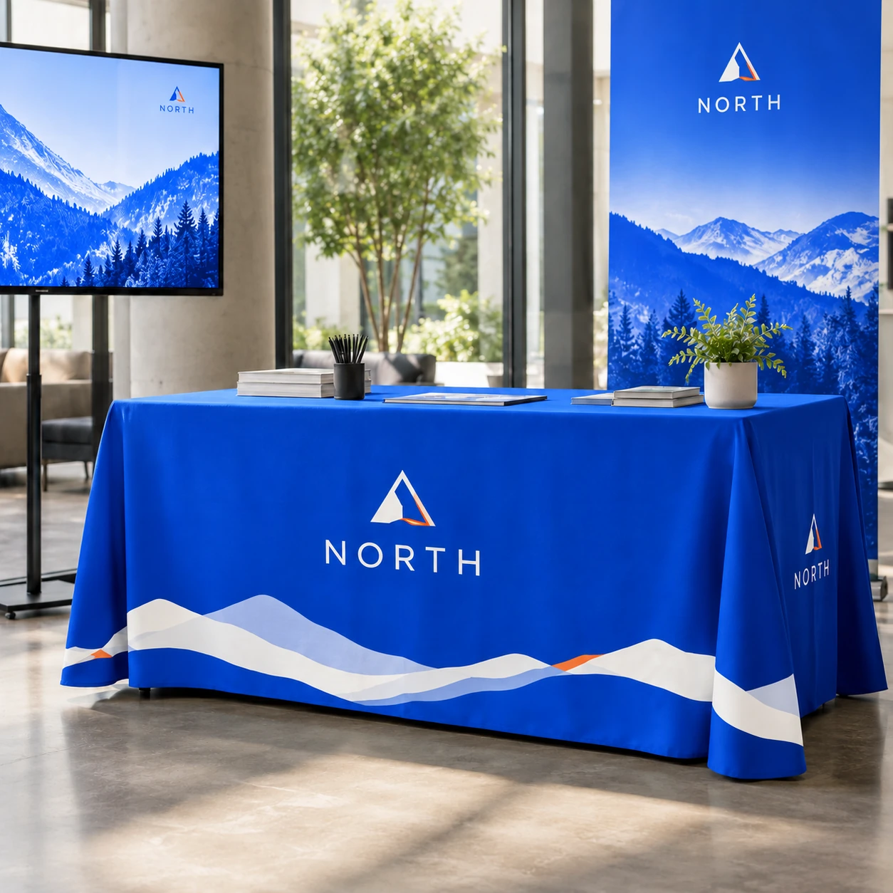 Illustrative branded tablecloths