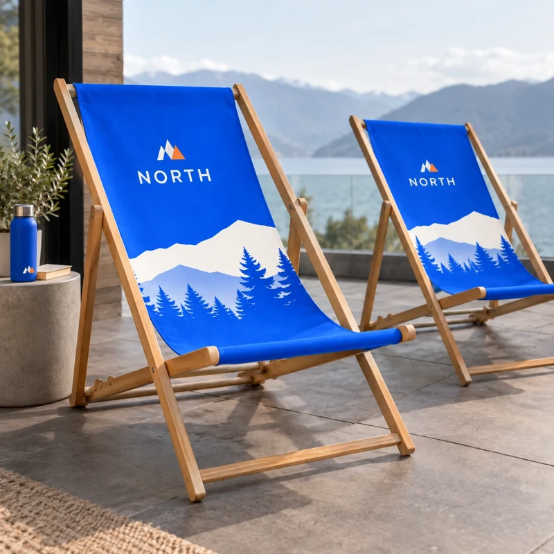 Illustrative branded deckchairs