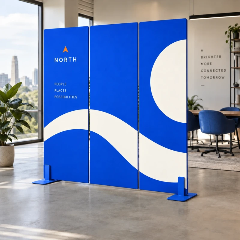 Illustrative branded decorative partitions