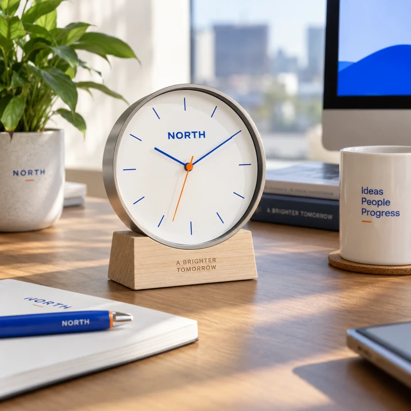Illustrative branded desk clocks