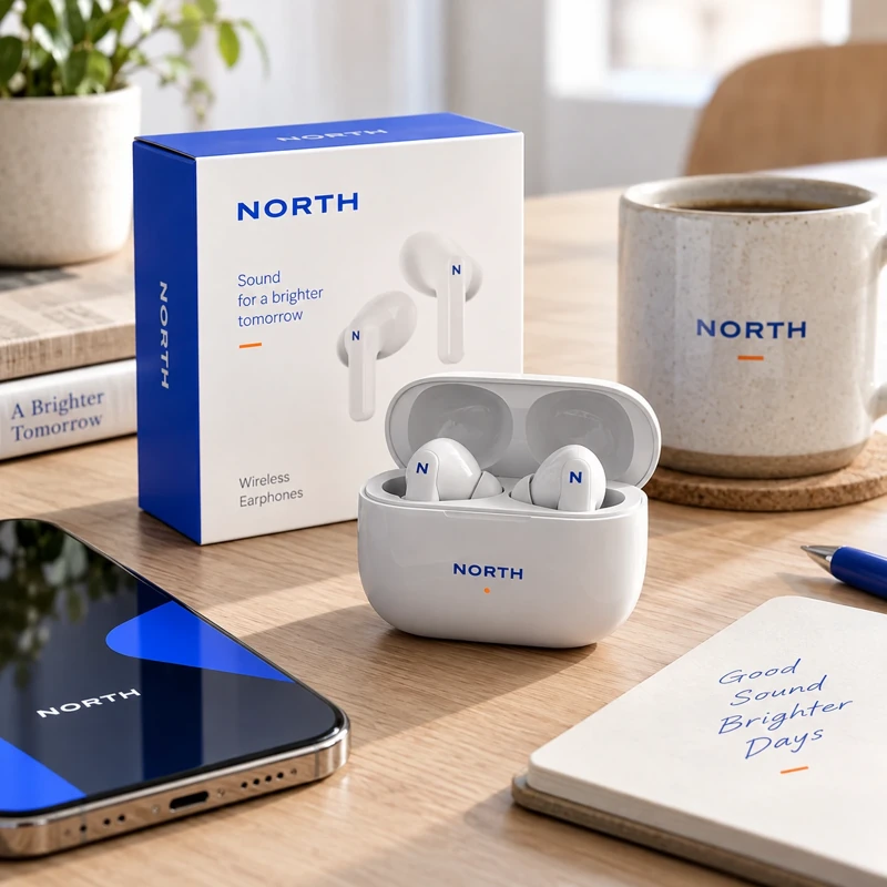 Illustrative branded earphones