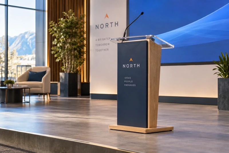 Illustrative branded podiums