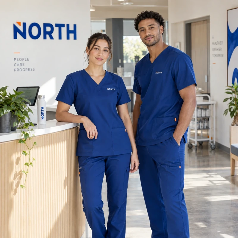 Illustrative branded scrub uniforms