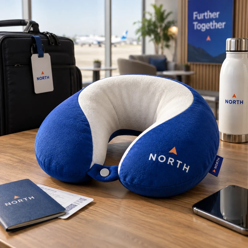Illustrative branded travel pillows