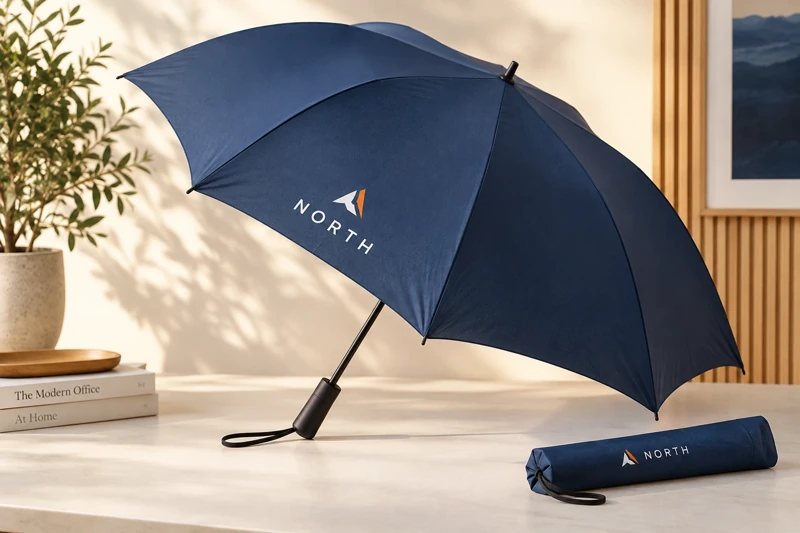 Illustrative branded umbrellas