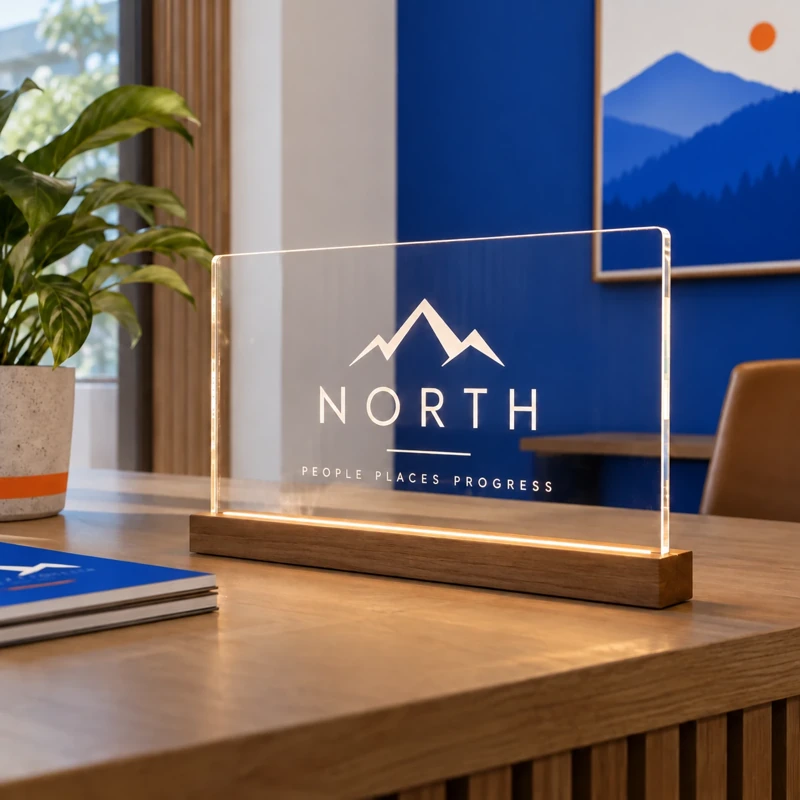 Illustrative edge-lit acrylic signs
