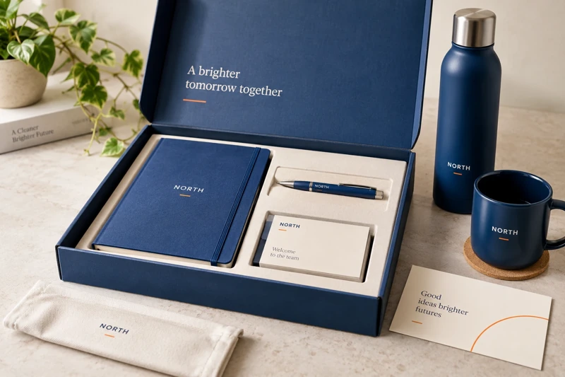 Illustrative employee welcome kits