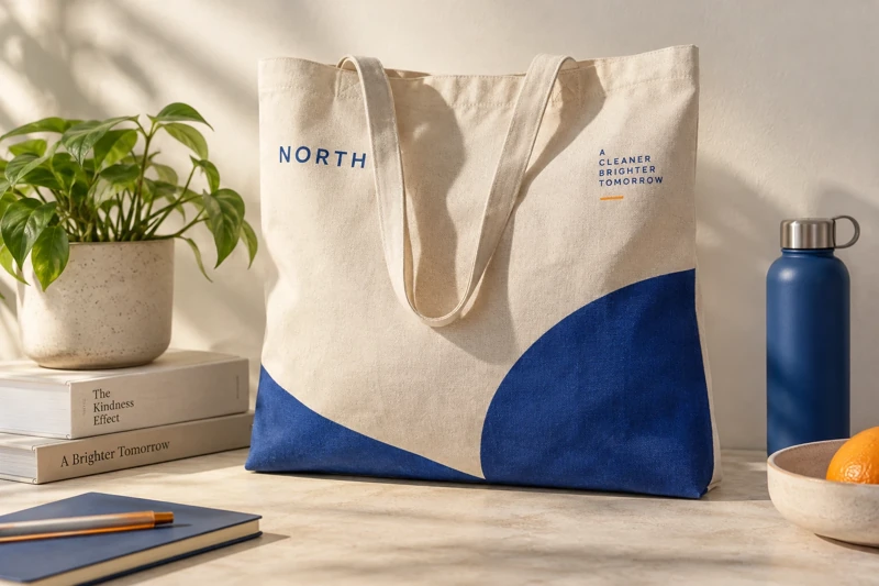 Illustrative fabric tote bags