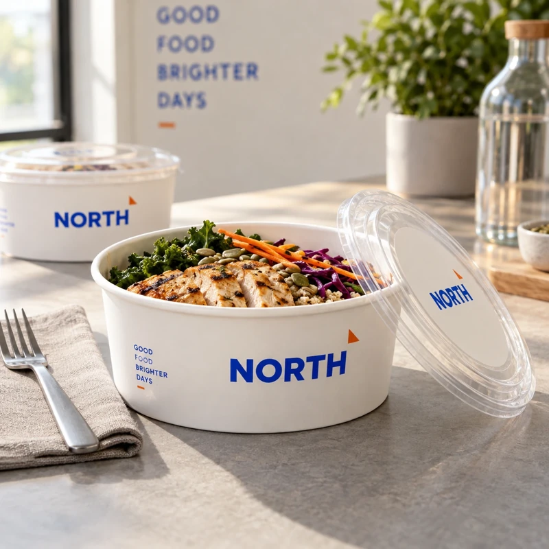 Illustrative food tubs and bowls