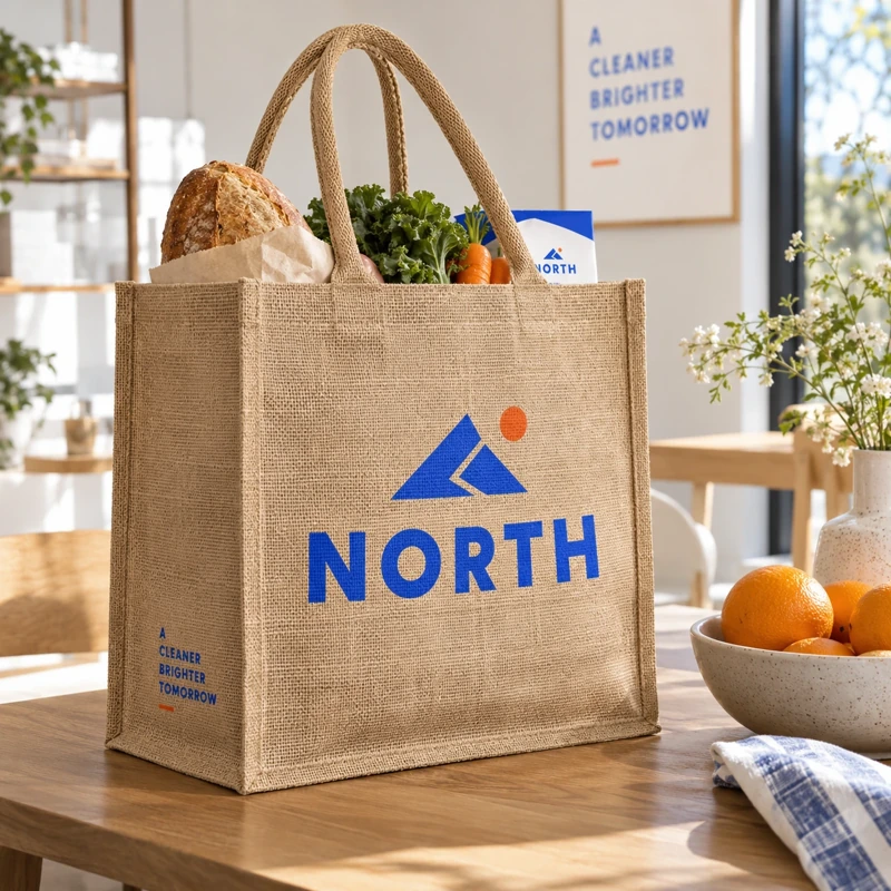 Illustrative jute shopping bags