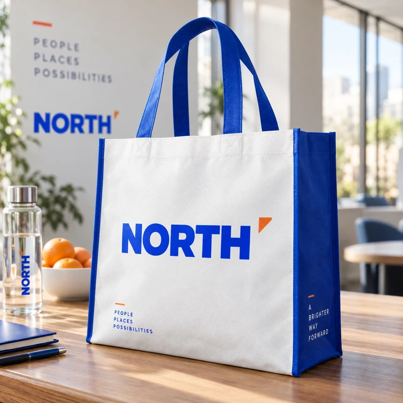Illustrative non-woven shopping bags