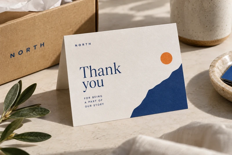 Illustrative thank-you and insert cards