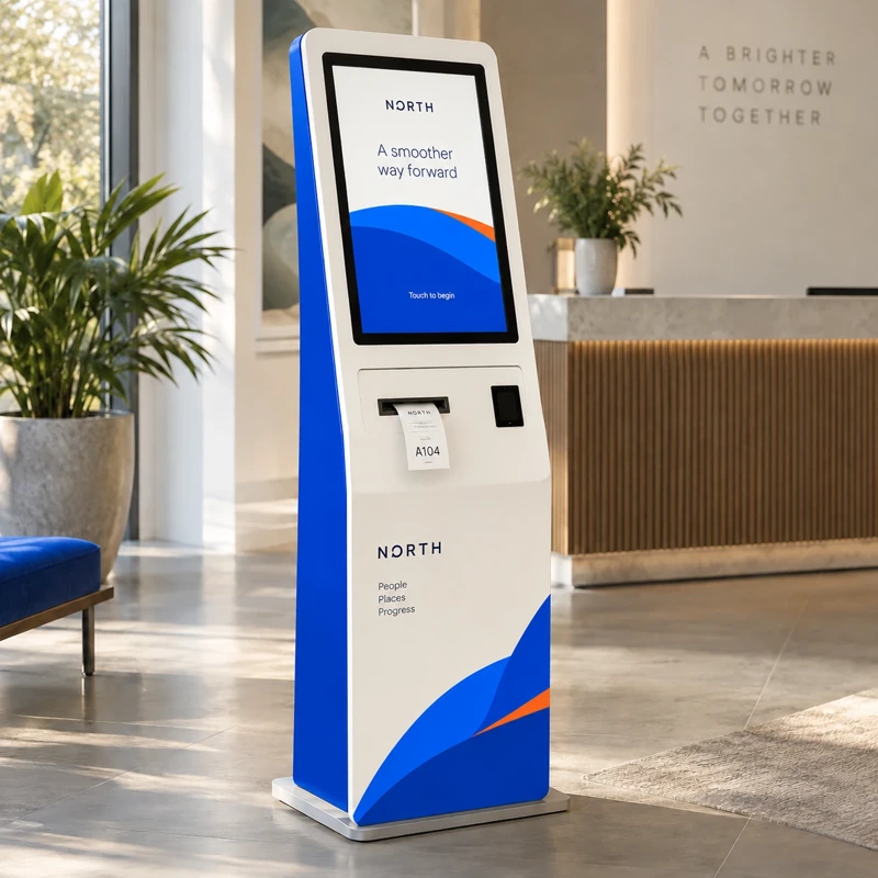 Illustrative ticket dispensing kiosks