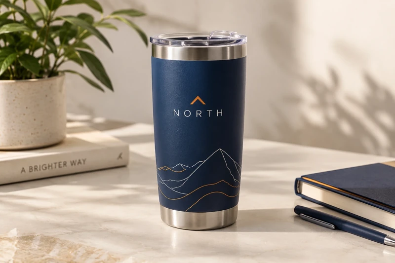 Illustrative travel tumblers