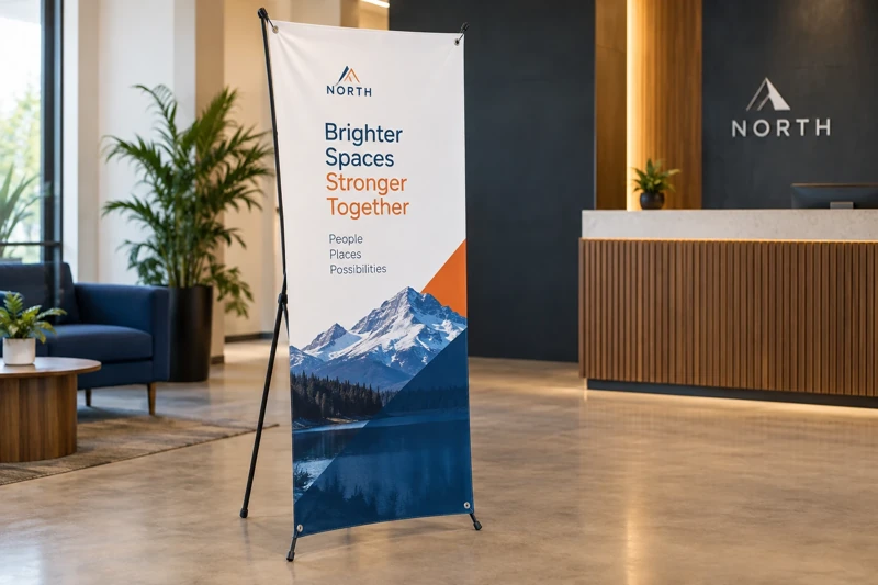 Illustrative x-banner stands