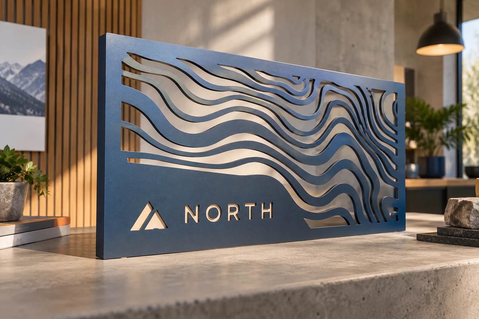 Illustrative cnc-cut brand panels
