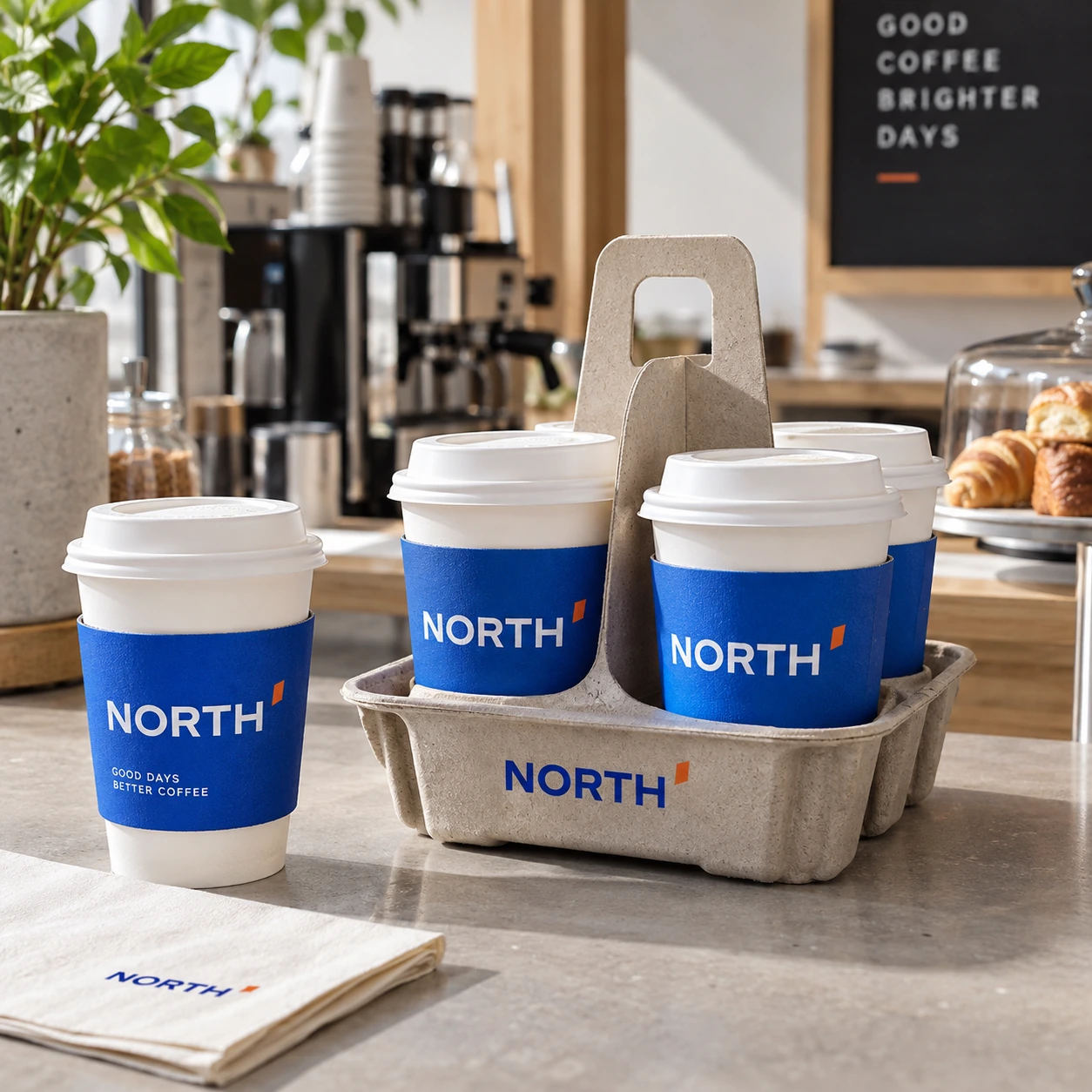 Illustrative cup sleeves and carriers