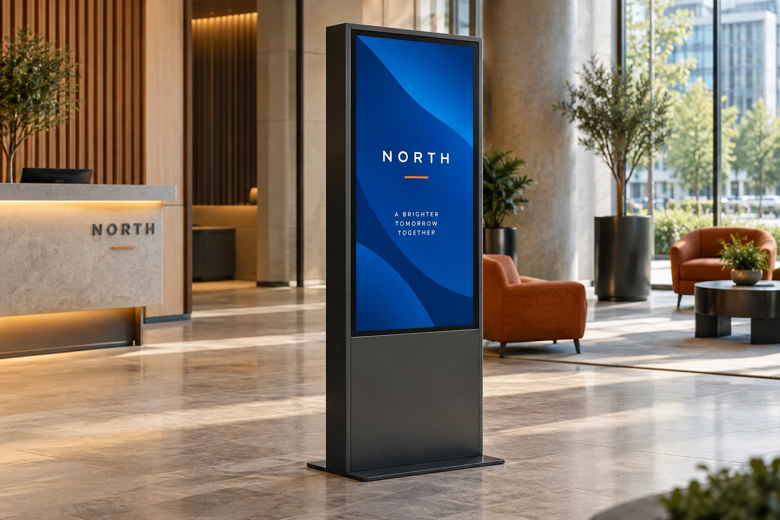 Illustrative digital signage totems