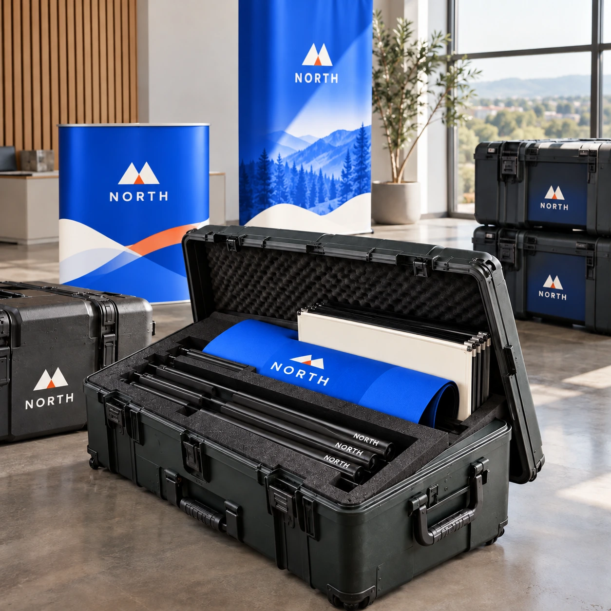 Illustrative display transport cases