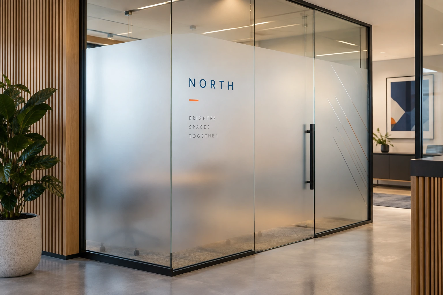 Illustrative frosted glass graphics
