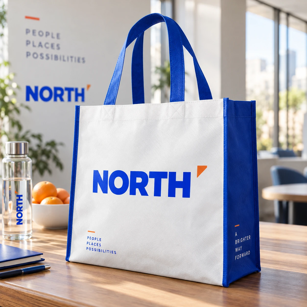 Illustrative non-woven shopping bags