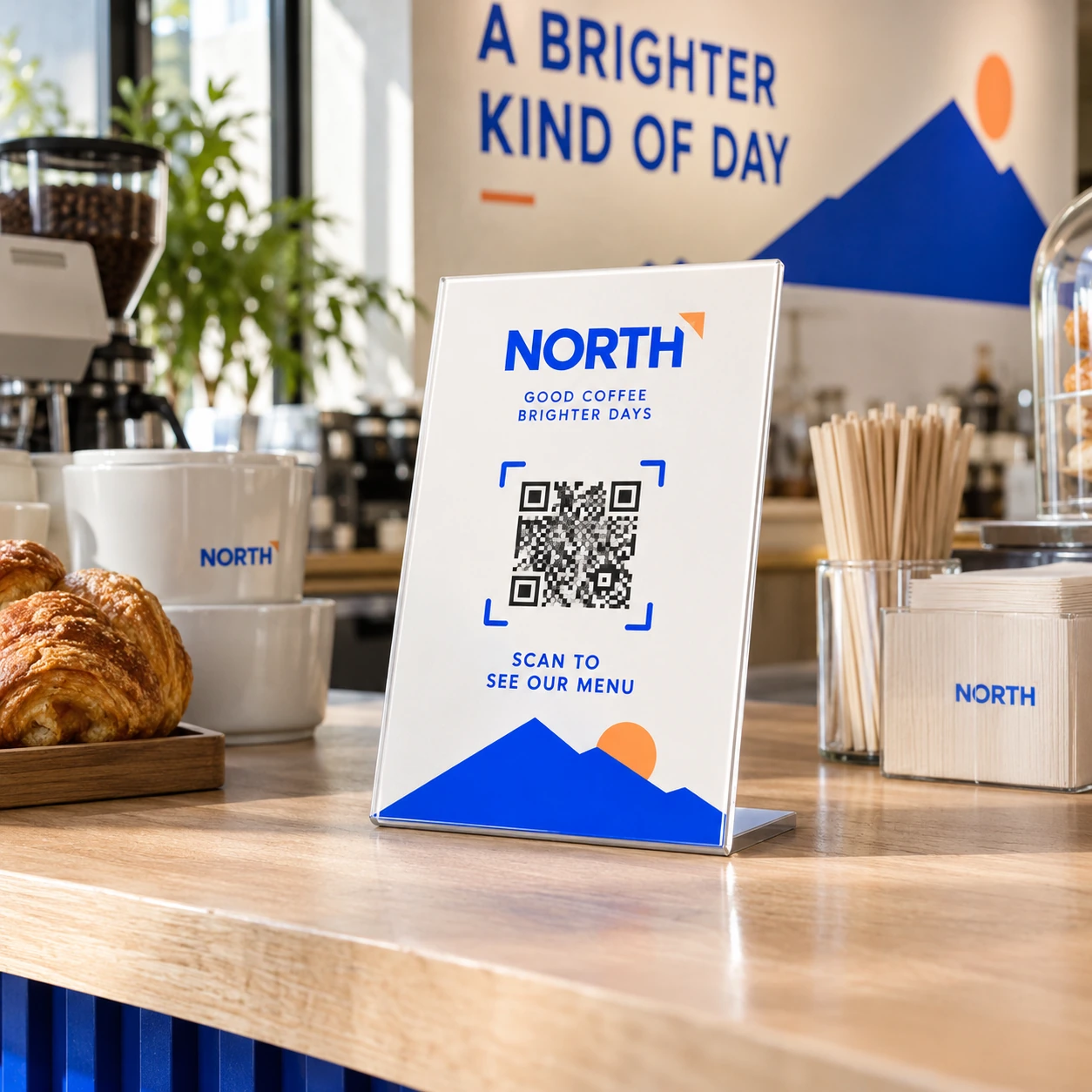 Illustrative qr code counter stands