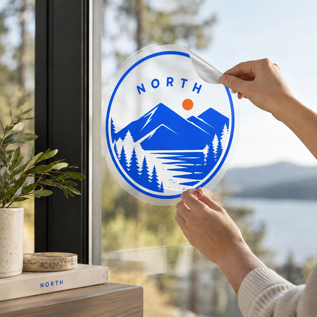 Illustrative reusable window clings