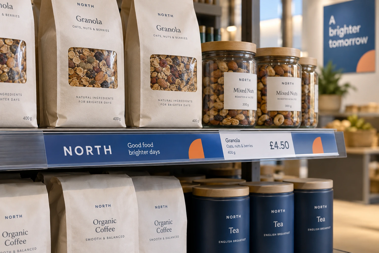 Illustrative shelf branding strips