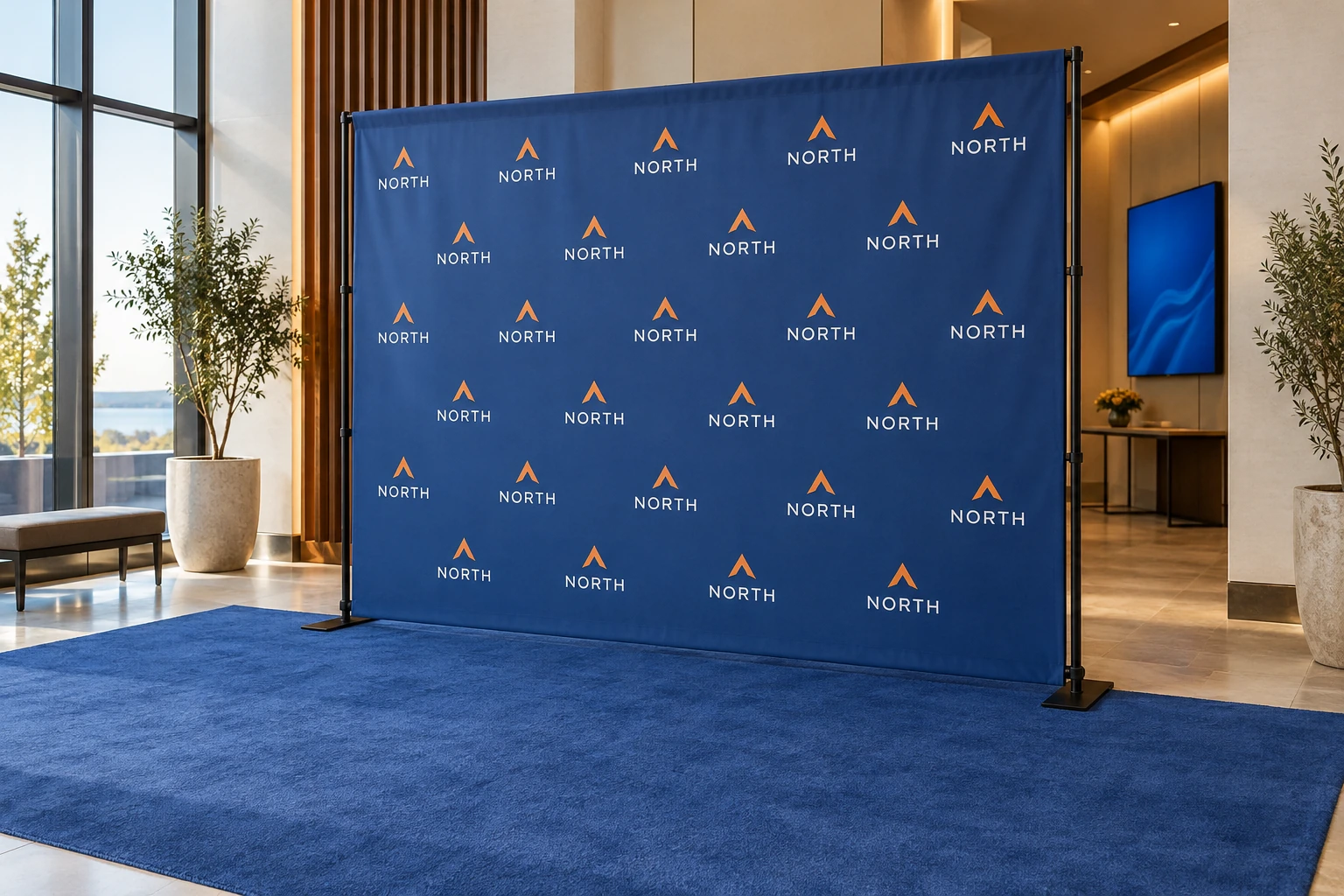 Illustrative step-and-repeat backdrops