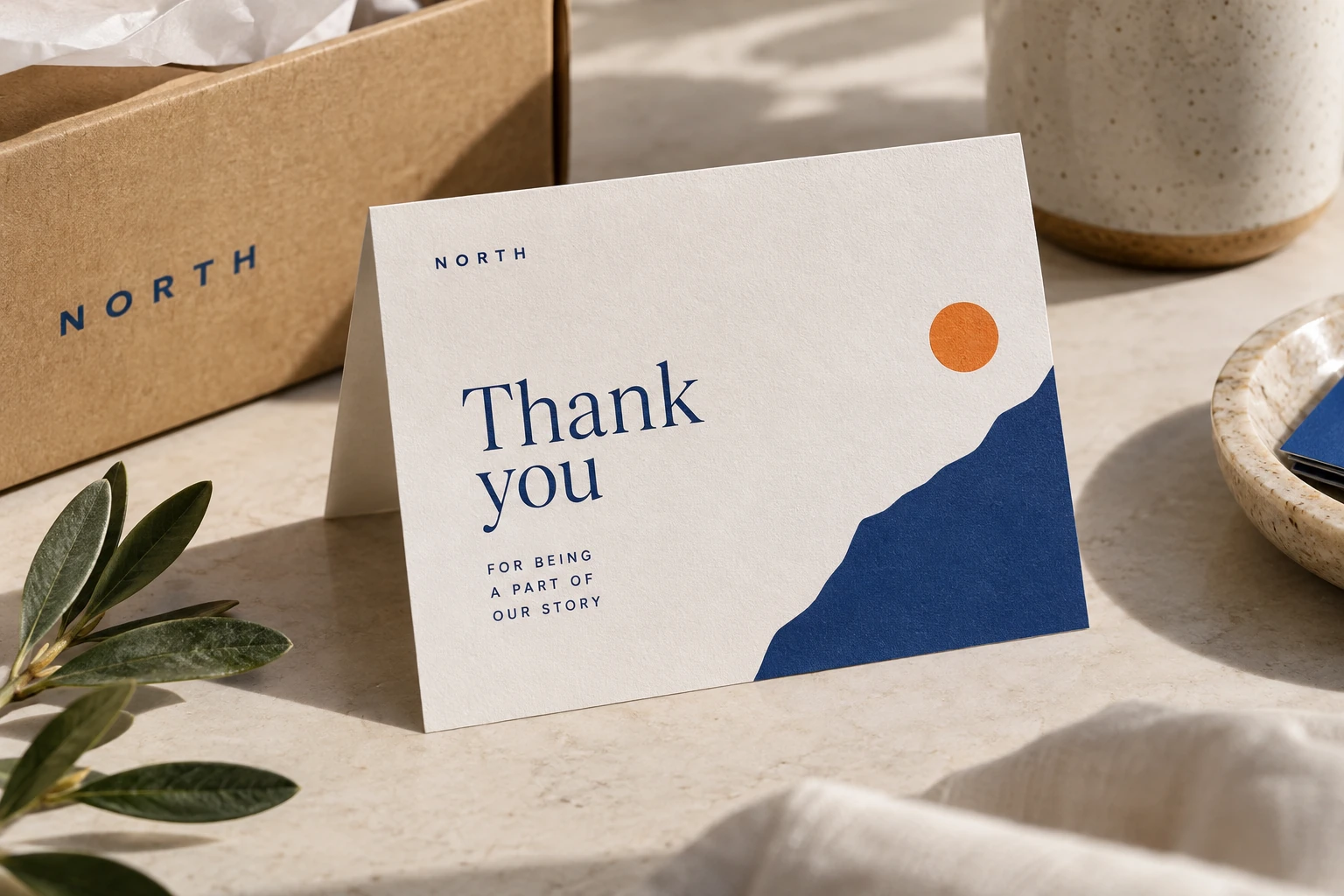 Illustrative thank-you and insert cards